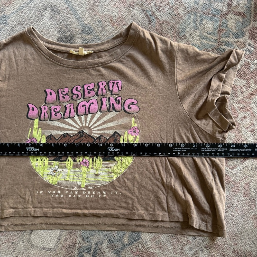 Desert Dreamin Love Peace Lazy Days Cropped Tee Large Boho Wanderlust Western - Picture 7 of 11